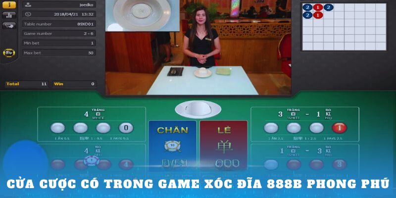 Cửa cược có trong game xóc đĩa 888b phong phú