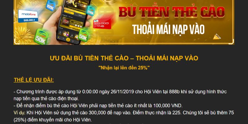 Sự kiện nạp tiền thưởng 100% dành cho tất cả hội viên